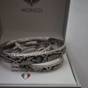 Moricci Sterling Silver Snake Pattern Bangles
